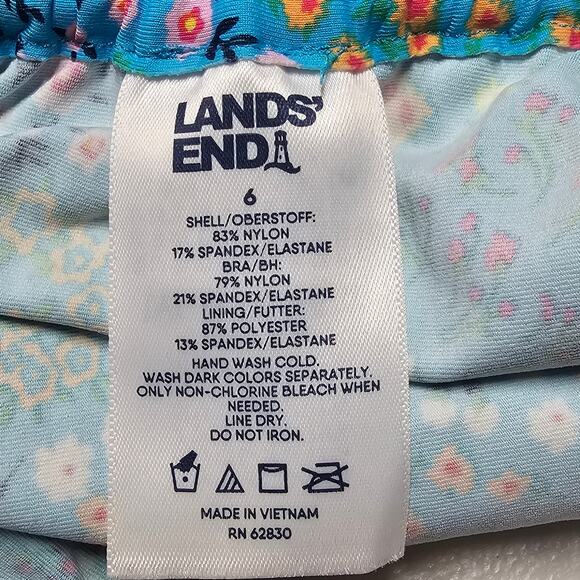 Lands' End Ruched Sides V-Neck Underwire Tankini Top Micro Floral Size 6 - Picture 8 of 12